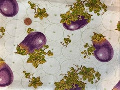 1.5 Yds x 45” Vintage Eggplants and Grapes Cotton Fabric Prewashed