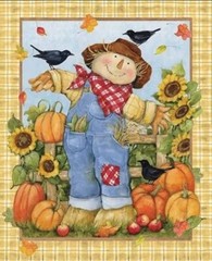 36″ X 44″ Panel Scarecrow Autumn Fall Harvest Time Cotton Fabric Panel D515.39