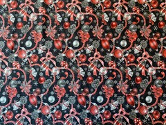 HOBBY LOBBY FABRIC~Xmas Ornaments~BLACK RED METALLIC SILVER~Pine Cones~Snowflake