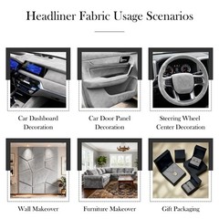 Suede Headliner Fabric Grey 108 x 60 Inch Foam Backed Car Truck Interior