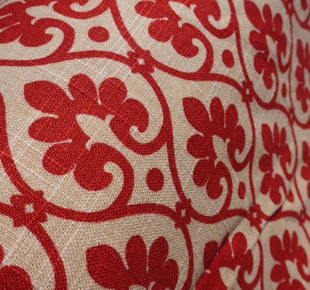 Mill Creek Fabric BTY Red Damask Scroll Soil Repellent Cotton Blend 55″