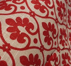 Mill Creek Fabric BTY Red Damask Scroll Soil Repellent Cotton Blend 55″