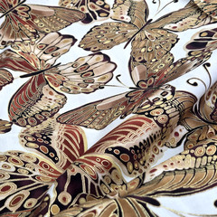 Shimmer Butterflies Metallic Gold On Cream Cotton CM9294 Timeless Treasures BTY