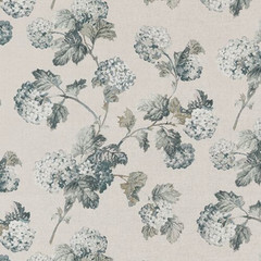 ANNA FRENCH CURTAIN FABRIC DESIGN Sussex Hydrangea 5.9 MTRS SLATE/LINEN LINEN BD