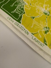 Green and Yellow Floral Fabric LXX Laurent 1960s Remnant 1.5yd