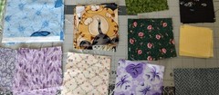 Lot of 120 cut squares for quilting / Crafts 4″x4″ and 2″x2″