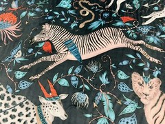 Clarke & Clarke Whimsical Animal Velvet Fabric- Protea Velvet / Navy 1.75 yds