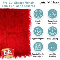 Ice Fabrics Kelly Green 30×30 Inch Faux Fur Squares