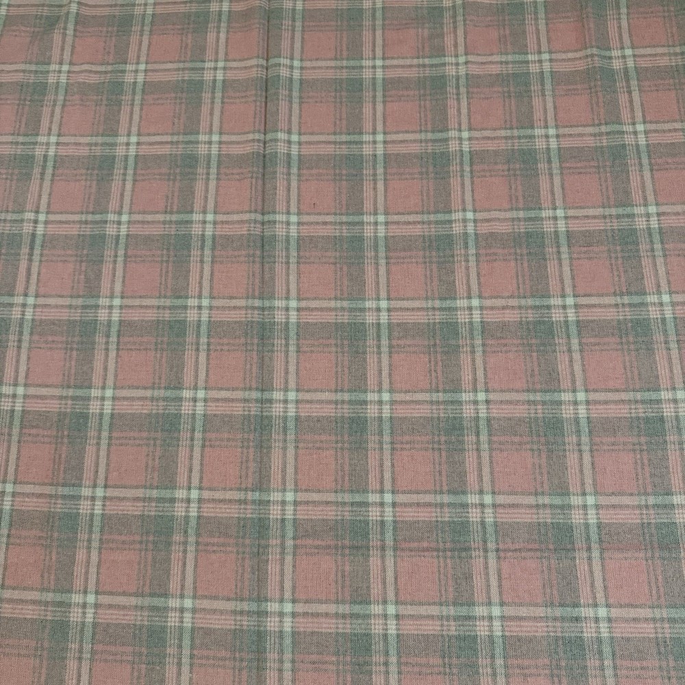 Vintage Woven Fabric 4.25 Yards Pink Gray Plaid 153×62 Reversible Lightweight