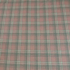 Vintage Woven Fabric 4.25 Yards Pink Gray Plaid 153×62 Reversible Lightweight
