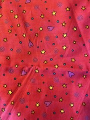 Stars Dots Swirls On Red ~ Edith Ellen 1 Yard 2“ “Meow Magic” Dated 2002 OOP