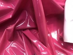 HOT PINK GLOSSY VINYL FAUX LEATHER-4 WAY STRETCH DANCE WEAR SPANDEX. BY YARD.