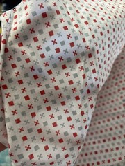 VTG Cotton Fabric Klopman Mills Red Gray Geometric 2.5 yds x 44″ 1970s NEW