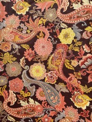 Paisley floral Printed 100% Cotton Quilting brown pink plum Fabric by the Yard