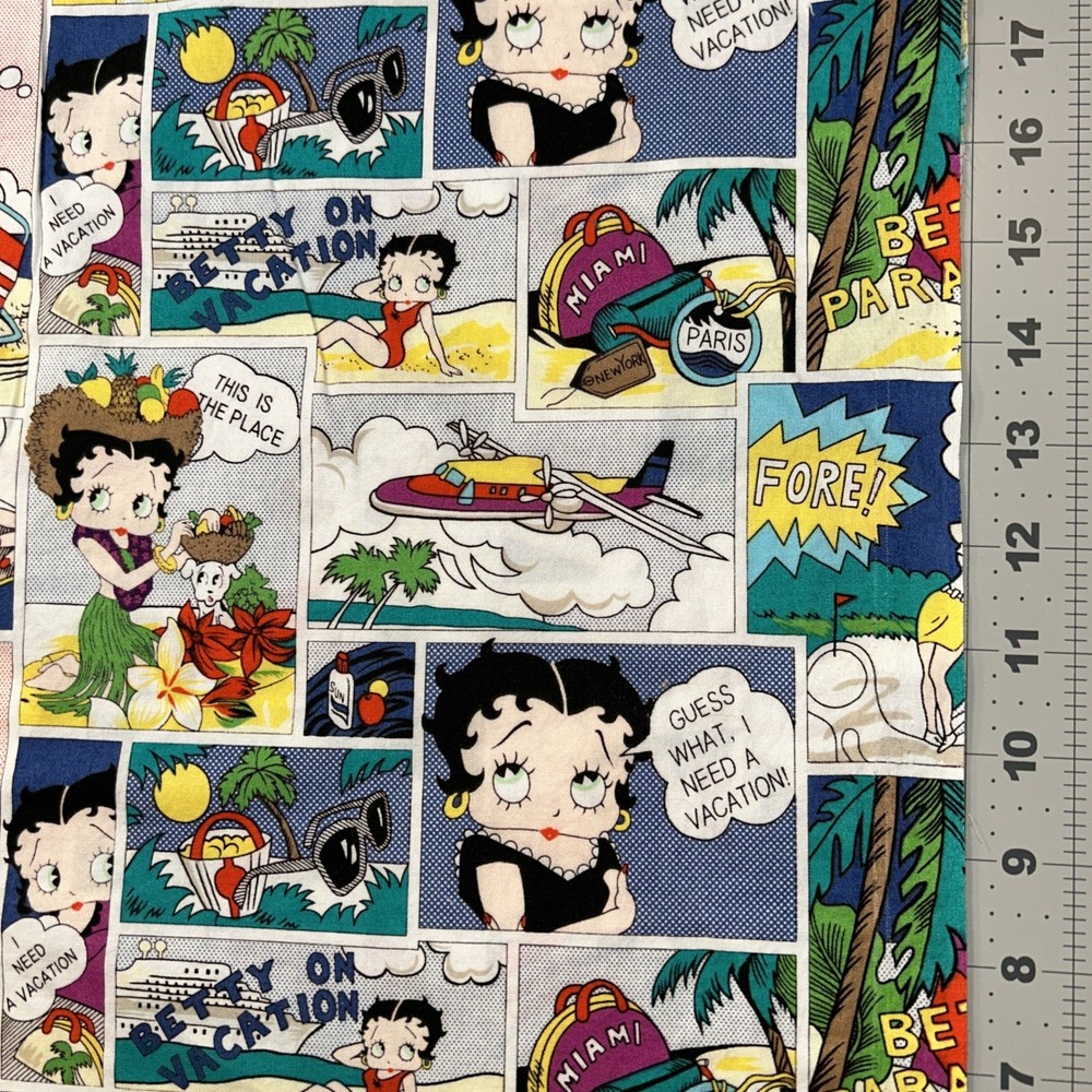 Betty Boop I Need A Vacation FQ OOP Cotton Fabric 23” By 21” Prewashed