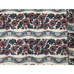 2.5 Yards Vintage Home Decor Fabric Red Blue Sunflower Jacquard Stripe