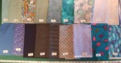 FQs 1/4 Yds Scraps Blue Aqua Turquoise Stripe dot Calico cotton quilting Fabric