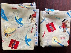 Vintage Fabric 4.2 Yards X 42″ Wide Cities in Mexico Toss Pattern New! 2 Pieces