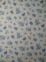 VTG Cranston Print Works Cotton Fabric Blue White Floral Roses BTFQ 18×22″ READ