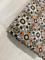 1970s print upholstery fabric cotton 1 3/4 yds 56” wide brown orange yellow