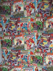 Marvel SPRINGS Retro Comic Covers Multicolor 100% Cotton Fabric 31″x 43″ NEW