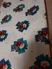“Lady Of Guadalupe” Fabric 1 Yd Decorative Blue Crosses White Background