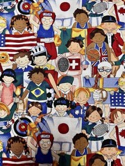 Rare Vintage 1995 Alexander Henry Fabric – “Olympic Kids” (1.8 Yards)