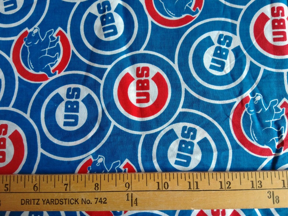 MLB CHICAGO CUBS 100% COTTON FABRIC 22X58 INCHES REMNANT