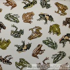 BonEful FABRIC FQ Cotton Quilt Cream B&W Green Black Brown Frog Poison Boy Mask