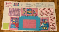 2001 Barbie “fold and go” Bedroom fabric panel by Spring Industries Inc. Uncut