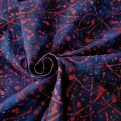 Dark Pink “Paint Splatters” on Mottled Navy Blue Batik Cotton – Fabulous!