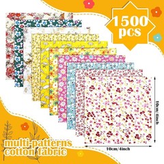 Prebound 1500 Pcs 4 x 4 Inches Cotton Fabric Squares Pre-Cut Quilt Squares