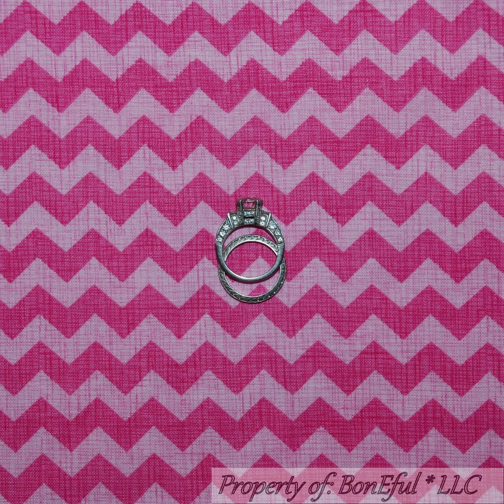 BonEful Fabric Cotton Quilt VTG Pink STRIPE Girl Chevron Calico Blender LM SCRAP