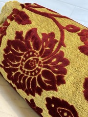 4-1/4Y Cantoni Sculpted Velvet Upholstery 58″ Fabric – Deep Ruby on Golden Tan