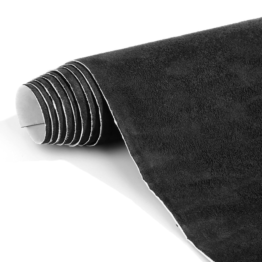 Black Suede Car Interior Wrap Self Adhesive Microfiber Sheet 17×70 Inch