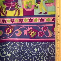 Vtg Novelty Border Print Fabric Spanish Caribbean Tropics Scene 4yds x 46in