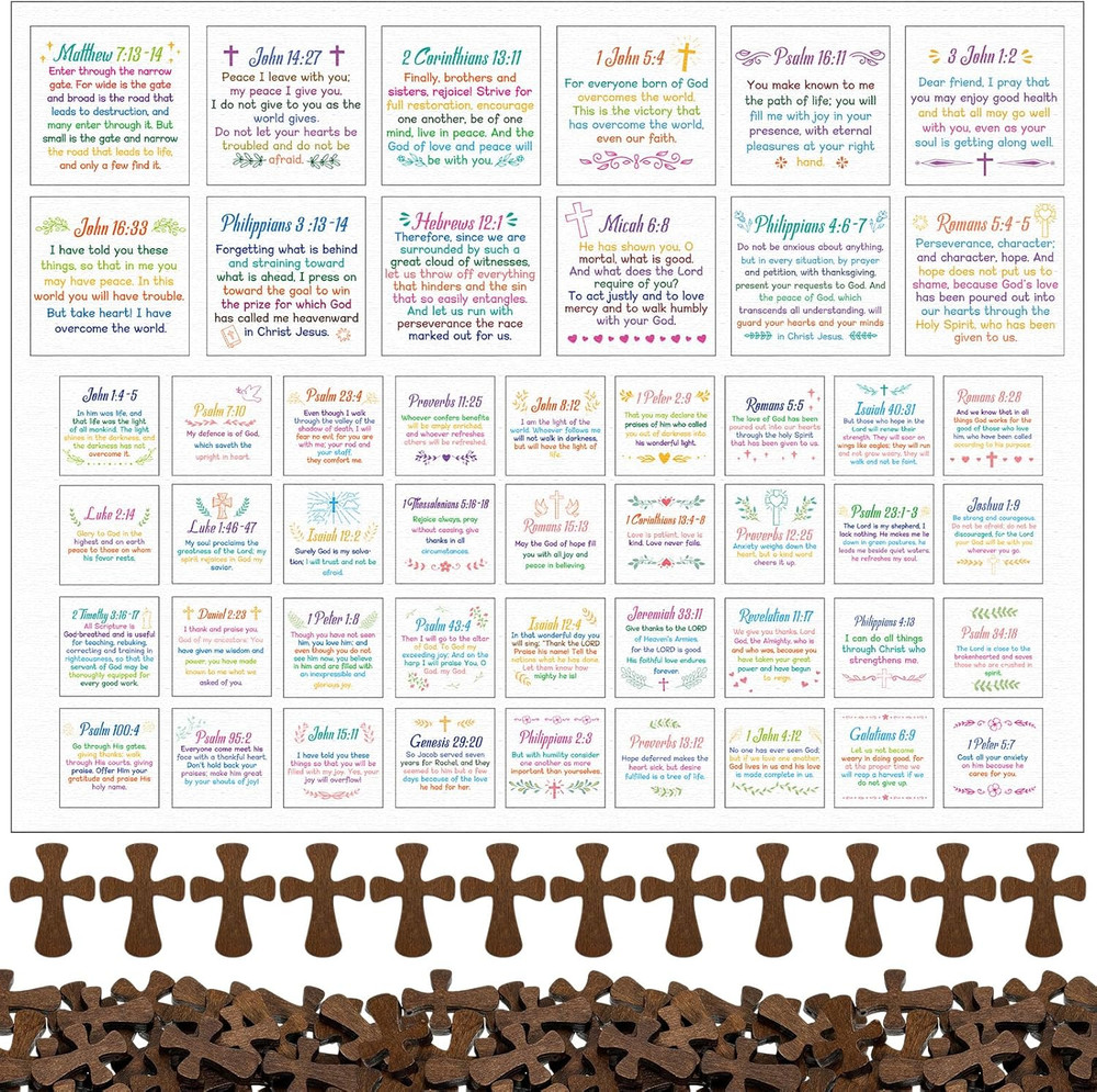 48-Piece Pocket Prayer Quilt Squares with Crosses – Spiritual Gift Set