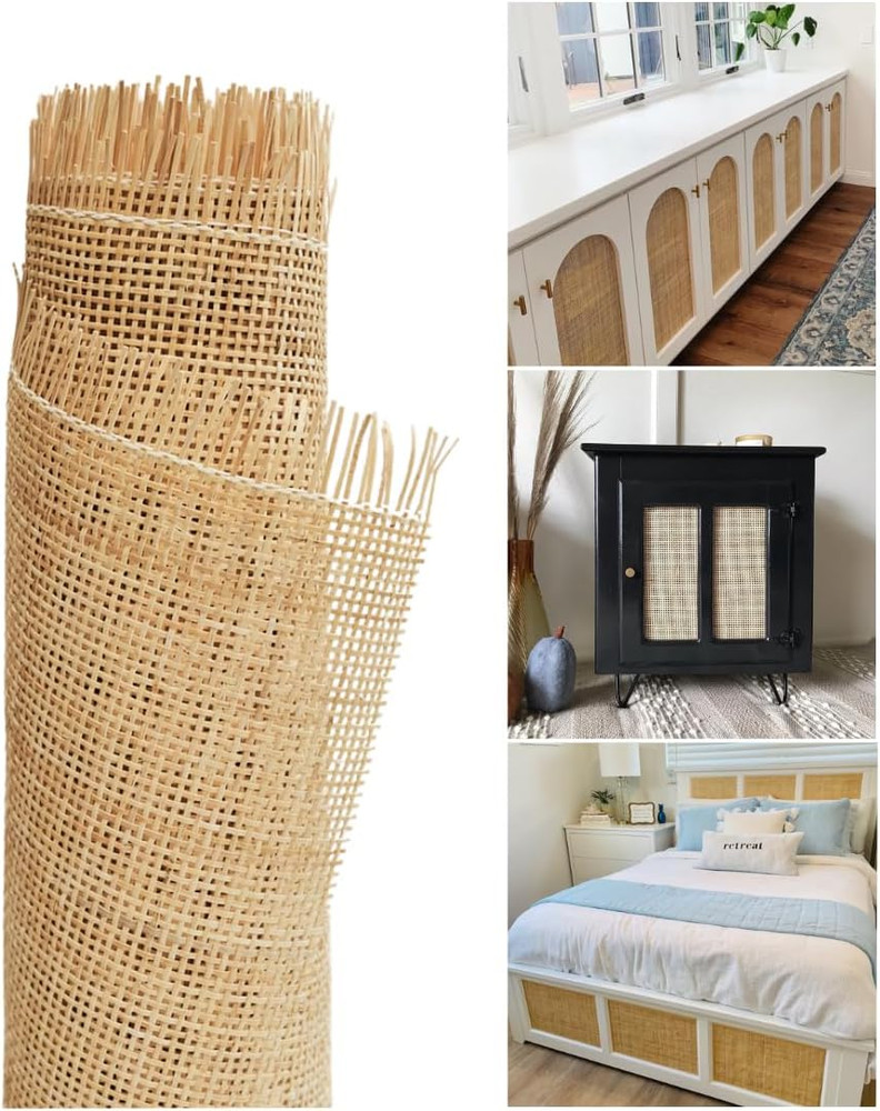 Rattan Cane Webbing Roll 24″ X 84” Square Radio Weave Rattan Fabric for Furnitur