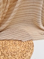 Soft Knit Fabric with Gold Thread, Cotoon Cream and Beige Striped 50” Width