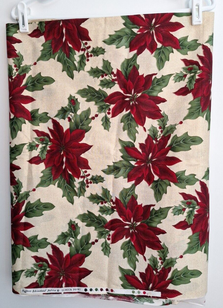 Hoffman International Fabrics Screen Print Christmas 3 2/3 Yd 45″ New