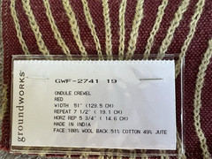 Lee Jofa Groundworks Ondule Crewel Red Fabric Remnant India Wool 18×16 & 13×12