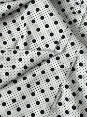 Fabric White Black Polka Dots Polyester Knit 6.5 Yards 58″ Wide Silky Thin VTG