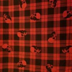 Red and Black Plaid with Skulls Jersey Knit – Lumberjack Goth! Soft!