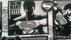Fabric Marvel Comics Black & White w/Dark Knight Man of Steel 20″ Square $5.50