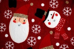 NEW*BTY*CHRISTMAS SANTA*SNOWMEN*SNOWFLAKES ON MAROON FLEECE FABRIC 1 YD 60×36″