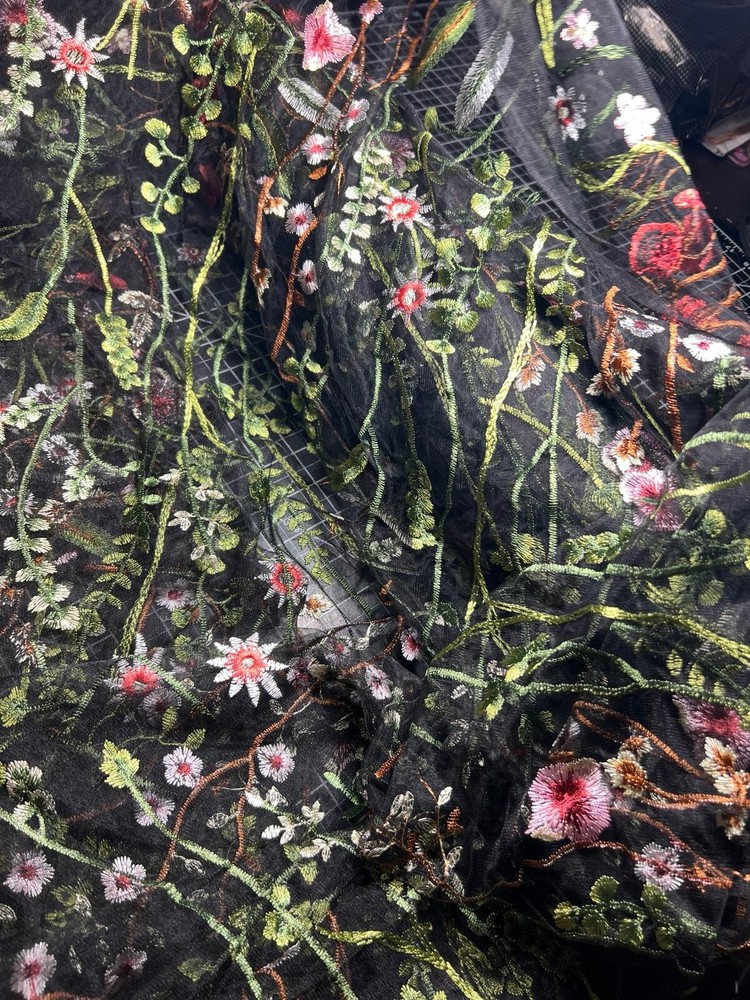 Embroidery Floral Lace Mesh Fabric by the Yard or Roll
