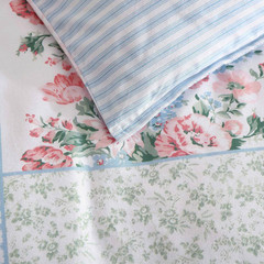 Hope Patchwork 7-Piece Blue Pink and Green 100% Cotton Full/Queen Bonus Duvet Co