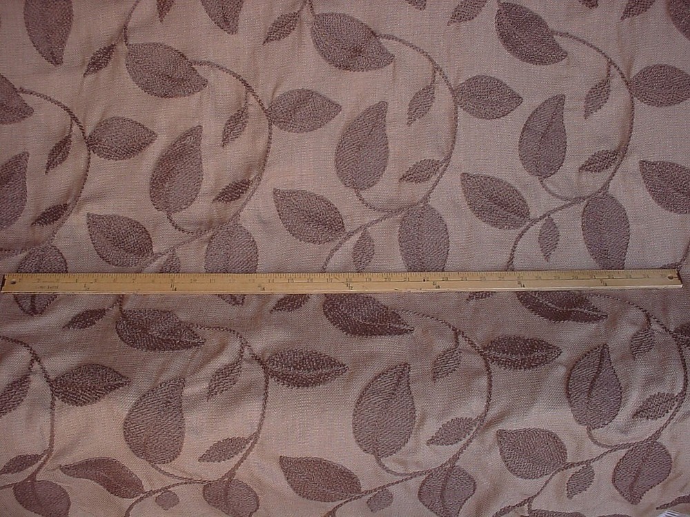 19-1/2Y 3614 Kravet Embroidered Leaf Vine Crewel Mocha Upholstery Drapery Fabric