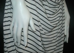 Linen Cotton Rayon Knit Jersey fabric 1/8″ Black 7/16″ Natural Oatmeal Stripes