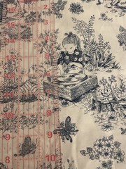 Vintage Blue & White Children Toile Print Cotton Fabric by Faye Burgos